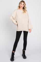 Cream Textured Checker Sweater