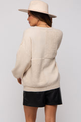 Cream Textured Checker Maternity Sweater