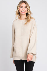 Cream Textured Checker Sweater