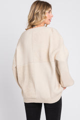 Cream Textured Checker Sweater