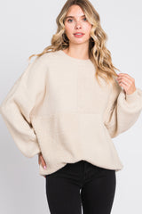 Cream Textured Checker Sweater