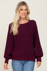 Plum Popcorn Knit Raglan Maternity Sweater