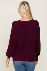 Plum Popcorn Knit Raglan Sweater