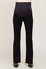 Black Flare Leg Raw Hem Maternity Jeans