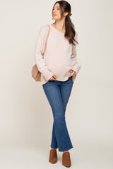 Navy Blue Bootcut Raw Hem Maternity Jean