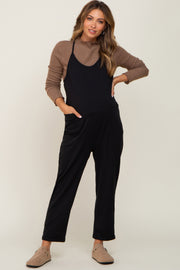 Black Front Pocket Maternity Jumpsuit