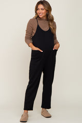 Black Front Pocket Maternity Jumpsuit