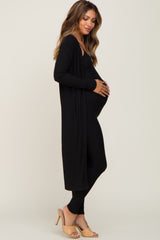 Black Ribbed Maternity Jumpsuit Two Piece Set