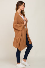 Camel Knit Open Front Cardigan