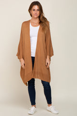 Camel Knit Open Front Cardigan