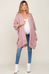 Mauve Knit Open Front Maternity Cardigan