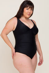 Black Ruched Plus One Piece Swimsuit