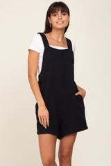 Black Square Neck Elastic Strap Maternity Romper