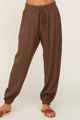 Brown Drawstring Accent Joggers