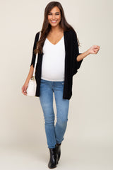 Black Dolman Short Sleeve Maternity Cardigan