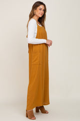 Camel Wide Leg Tie Back Overalls