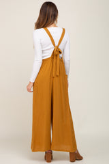 Camel Wide Leg Tie Back Overalls