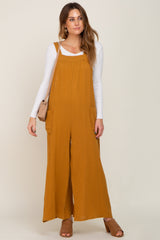 Camel Wide Leg Tie Back Overalls