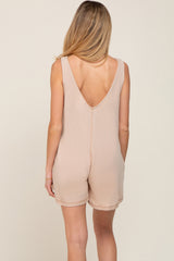 Taupe Rounded V-Neck Sleeveless Maternity Romper