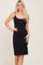 Black Ribbed Button Midi Dress