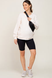 Black Wide Band Maternity Biker Shorts