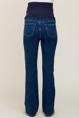 Navy Blue Maternity Flare Leg Jeans