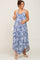 Blue Floral Round Hem Maternity Midi Dress