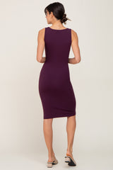 Plum Basic V-Neck Sleeveless Dress