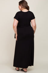 Black Basic Maternity Plus Wrap Maxi Dress