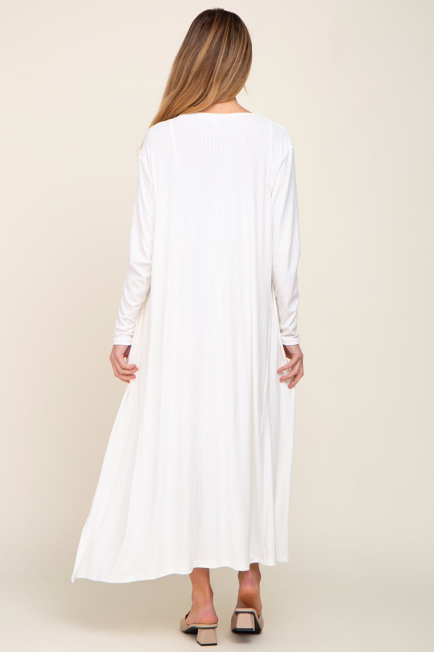 White Ribbed Cardigan 2 Piece Maternity Set