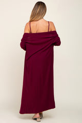 Burgundy Ribbed Cardigan 2 Piece Maternity Set