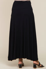 Black Hi-Lo Lettuce Hem Maxi Skirt