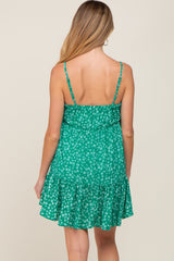 Green Print Tiered Maternity Dress