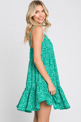 Green Print Tiered Dress