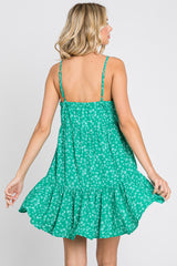 Green Print Tiered Dress