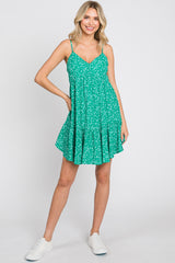 Green Print Tiered Dress