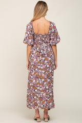 Black Multi-Color Floral Maternity Maxi Dress
