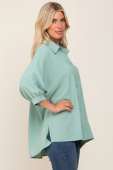 Mint Green Button Down 3/4 Sleeve Top