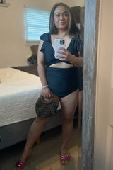 Black Cutout Flutter One Piece Swimsuit