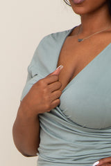 Mint Wrap Front Plus Nursing Top