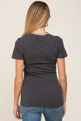 Charcoal Basic V-Neck Maternity Tee