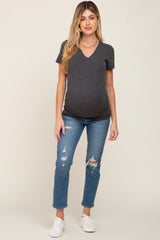 Charcoal Basic V-Neck Maternity Tee