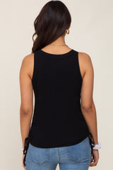 Black Ruched Tie Maternity Tank Top