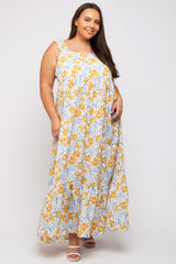 Ivory Floral Ruffle Strap Maternity Plus Maxi Dress