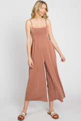 Mocha Square Neck Wide Leg Jumpsuit