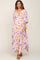 Pink Floral Flowy Short Sleeve Maternity Maxi Dress