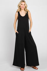 Black Wide Leg Sleeveless Maternity Jumpsuit