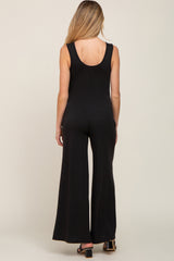 Black Wide Leg Sleeveless Maternity Jumpsuit