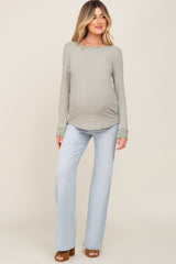 Light Blue Basic Maternity Wide Leg Jeans