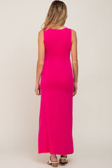 Fuchsia Sleeveless Maternity Maxi Dress